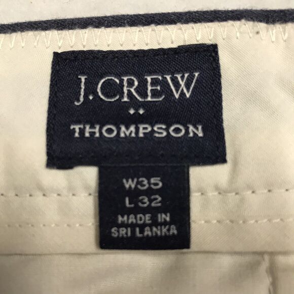 J CREW Thompson Pants Men 35x32 (36x29 actual) Navy Tapered Leg Chino Cotton - Picture 10 of 16